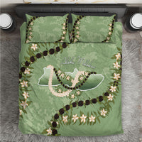 Hawaii Molokai Island Flowers Lei Bedding Set Kukui Nut Mossy Green