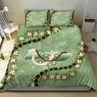 Hawaii Molokai Island Flowers Lei Bedding Set Kukui Nut Mossy Green