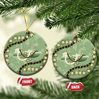 Hawaii Molokai Island Flowers Lei Ceramic Ornament Kukui Nut Mossy Green LT7 Circle Moss Green - Polynesian Pride