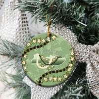 Hawaii Molokai Island Flowers Lei Ceramic Ornament Kukui Nut Mossy Green LT7 - Polynesian Pride