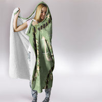 Hawaii Molokai Island Flowers Lei Hooded Blanket Kukui Nut Mossy Green