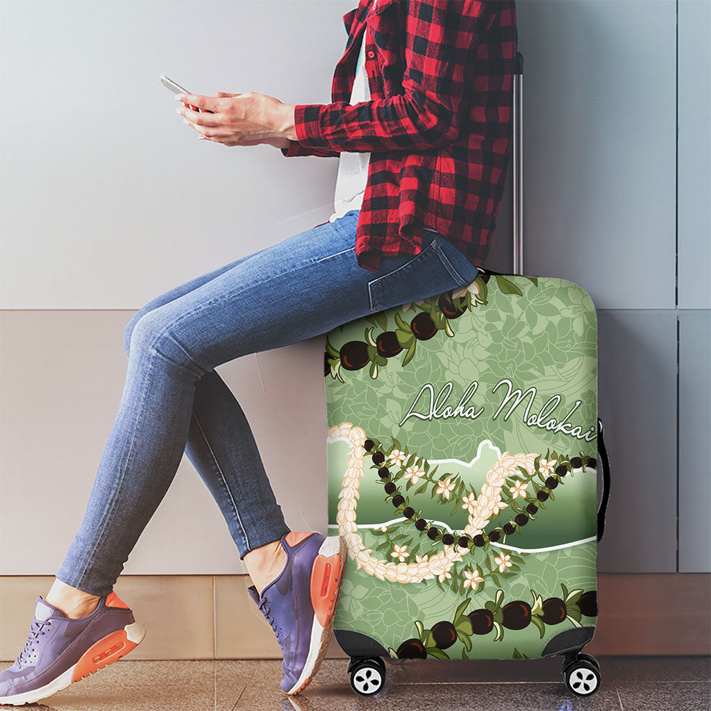 Hawaii Molokai Island Flowers Lei Luggage Cover Kukui Nut Mossy Green