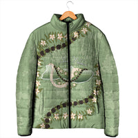 Hawaii Molokai Island Flowers Lei Padded Jacket Kukui Nut Mossy Green