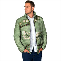Hawaii Molokai Island Flowers Lei Padded Jacket Kukui Nut Mossy Green
