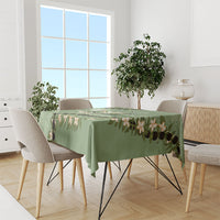 Hawaii Molokai Island Flowers Lei Tablecloth Kukui Nut Mossy Green