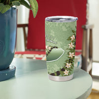 Hawaii Molokai Island Flowers Lei Tumbler Cup Kukui Nut Mossy Green