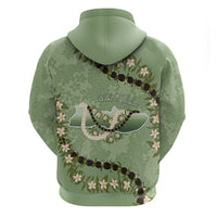 Hawaii Molokai Island Flowers Lei Zip Hoodie Kukui Nut Mossy Green