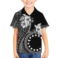 Kia Orana Cook Islands Family Matching Off Shoulder Maxi Dress and Hawaiian Shirt Tiare and Stars LT7 Son's Shirt Black - Polynesian Pride
