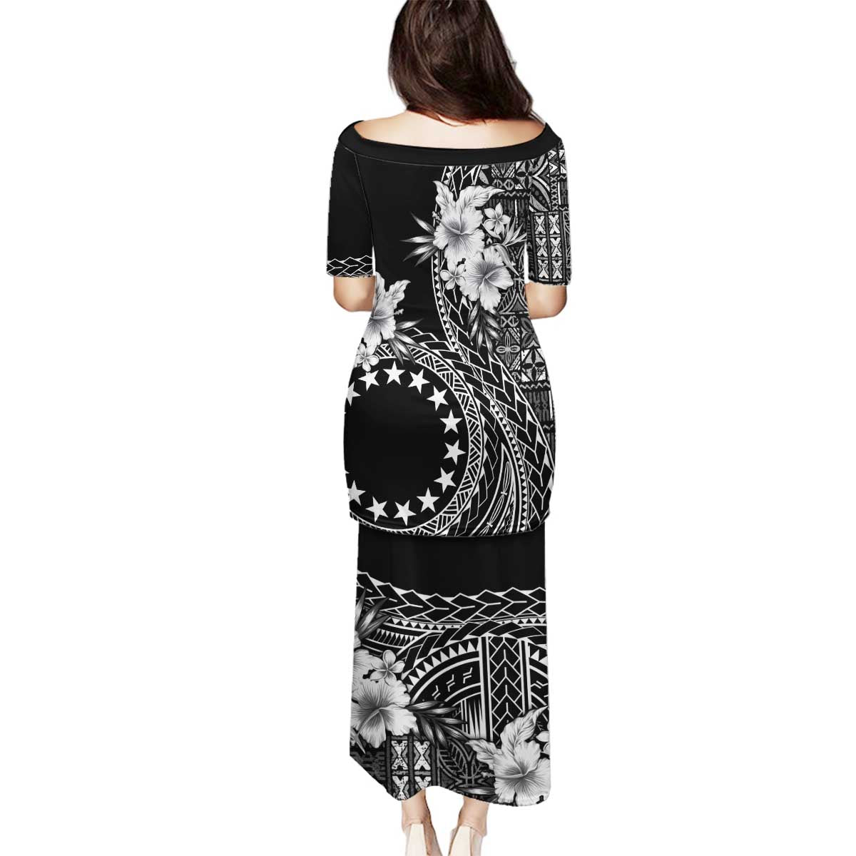 Kia Orana Cook Islands Family Matching Puletasi and Hawaiian Shirt Tiare and Stars LT7 - Polynesian Pride