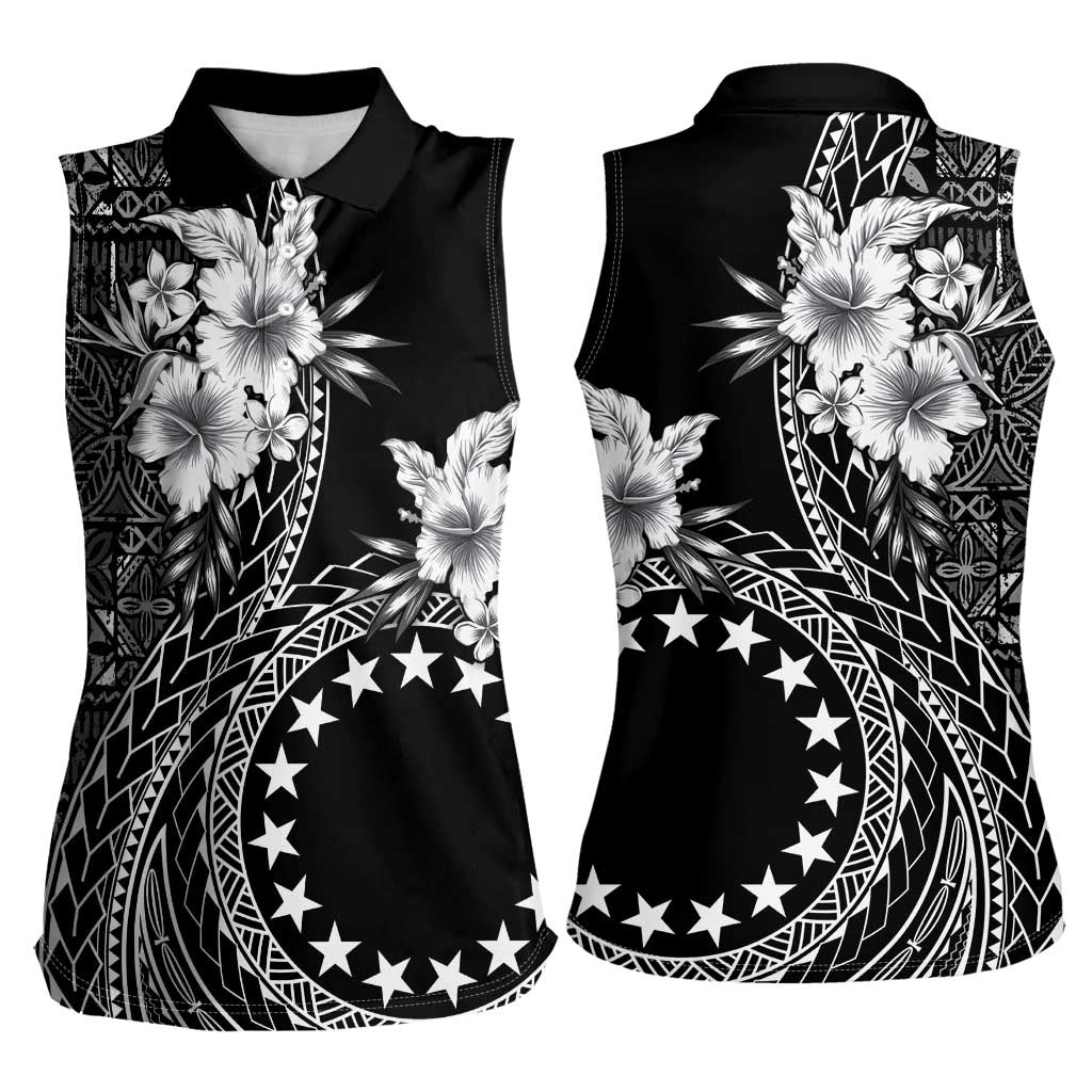 Kia Orana Cook Islands Women Sleeveless Polo Shirt Tiare and Stars LT7 - Polynesian Pride