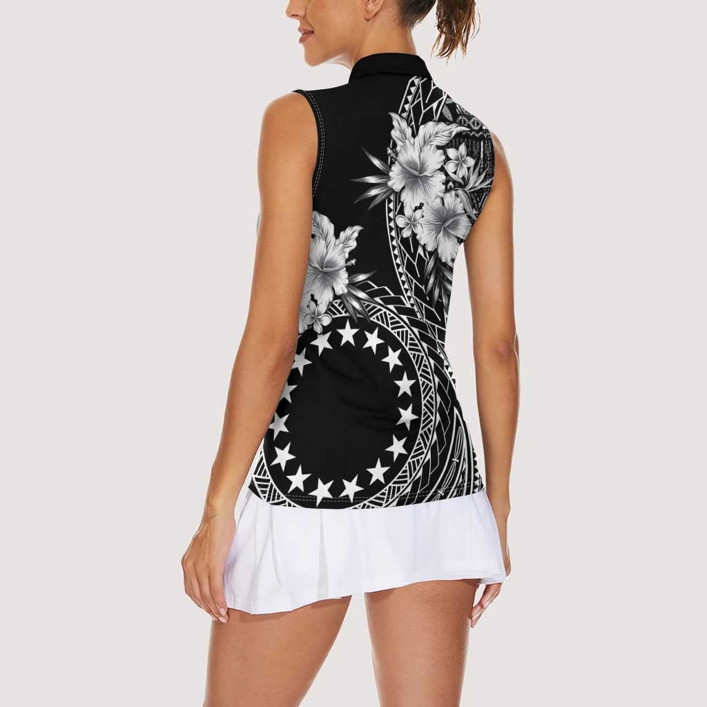Kia Orana Cook Islands Women Sleeveless Polo Shirt Tiare and Stars LT7 - Polynesian Pride