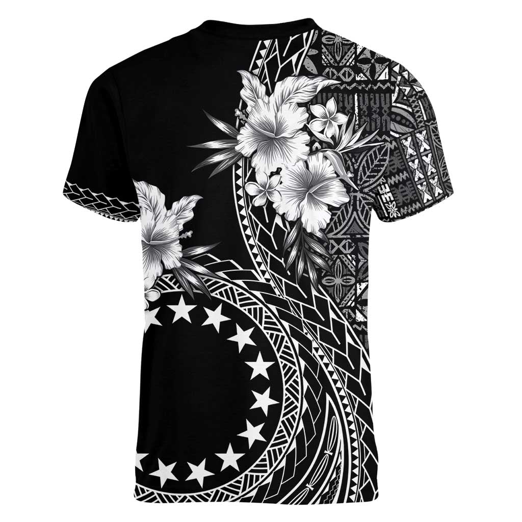 Kia Orana Cook Islands Women V-Neck T-Shirt Tiare and Stars LT7 - Polynesian Pride