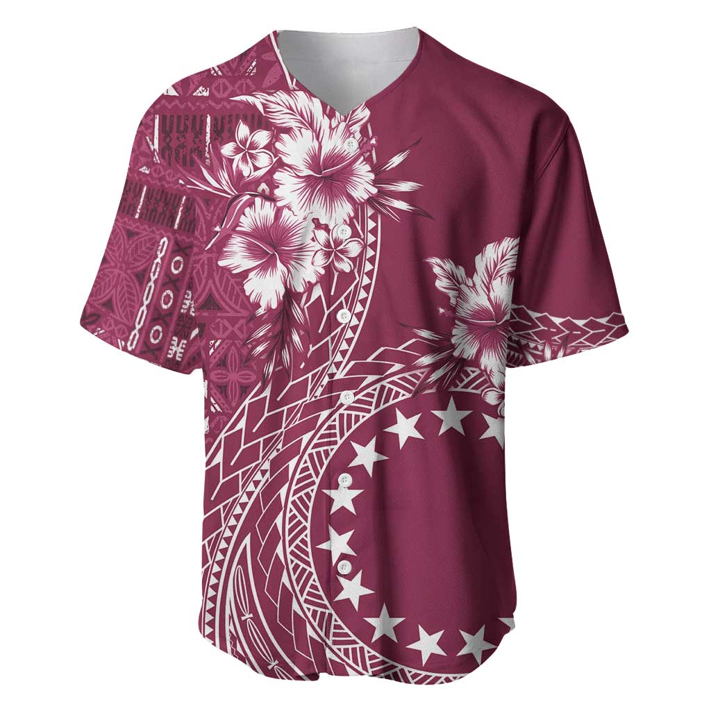 Kia Orana Cook Islands Baseball Jersey Tiare and Stars - Maroon LT7 Maroon - Polynesian Pride