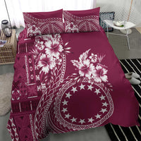 Kia Orana Cook Islands Bedding Set Tiare and Stars - Maroon LT7 - Polynesian Pride