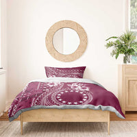 Kia Orana Cook Islands Bedding Set Tiare and Stars - Maroon LT7 - Polynesian Pride
