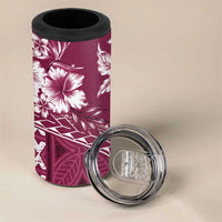Kia Orana Cook Islands 4 in 1 Can Cooler Tumbler Tiare & Stars - Maroon LT7 - Polynesian Pride