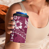 Kia Orana Cook Islands 4 in 1 Can Cooler Tumbler Tiare & Stars - Maroon LT7 - Polynesian Pride
