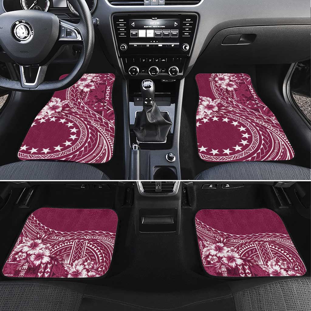 Kia Orana Cook Islands Car Mats Tiare and Stars - Maroon