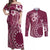 Kia Orana Cook Islands Couples Matching Off Shoulder Maxi Dress and Long Sleeve Button Shirt Tiare and Stars - Maroon
