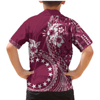 Kia Orana Cook Islands Family Matching Mermaid Dress and Hawaiian Shirt Tiare and Stars - Maroon LT7 - Polynesian Pride