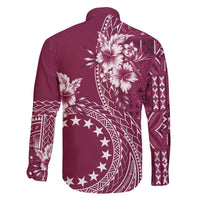 Kia Orana Cook Islands Family Matching Off The Shoulder Long Sleeve Dress and Hawaiian Shirt Tiare and Stars - Maroon