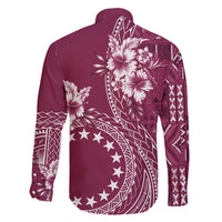 Kia Orana Cook Islands Family Matching Off Shoulder Maxi Dress and Hawaiian Shirt Tiare and Stars - Maroon LT7 - Polynesian Pride
