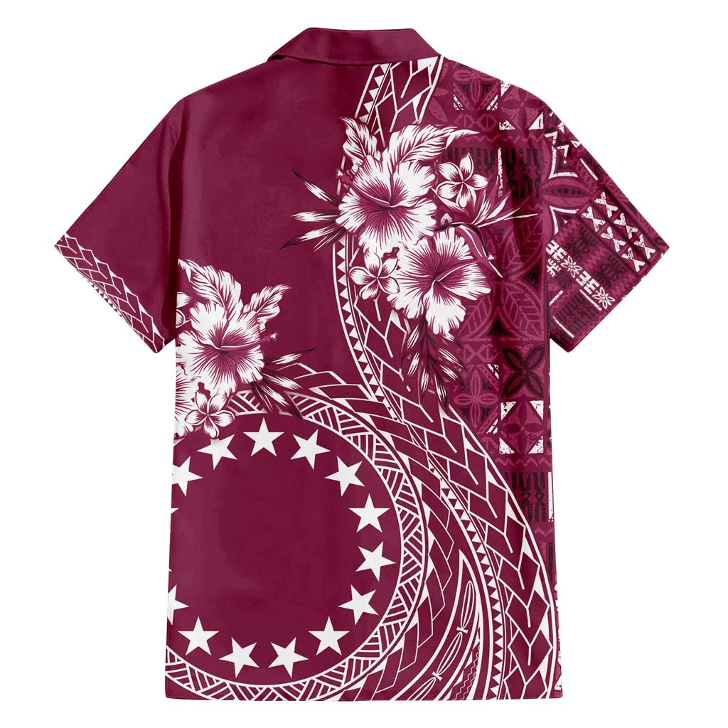 Kia Orana Cook Islands Family Matching Summer Maxi Dress and Hawaiian Shirt Tiare and Stars - Maroon LT7 - Polynesian Pride