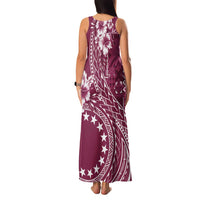 Kia Orana Cook Islands Family Matching Tank Maxi Dress and Hawaiian Shirt Tiare and Stars - Maroon LT7 - Polynesian Pride