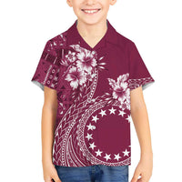 Kia Orana Cook Islands Kid Hawaiian Shirt Tiare and Stars - Maroon