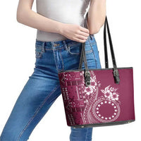 Kia Orana Cook Islands Leather Tote Bag Tiare and Stars - Maroon LT7 - Polynesian Pride