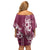 Kia Orana Cook Islands Off Shoulder Short Dress Tiare and Stars - Maroon