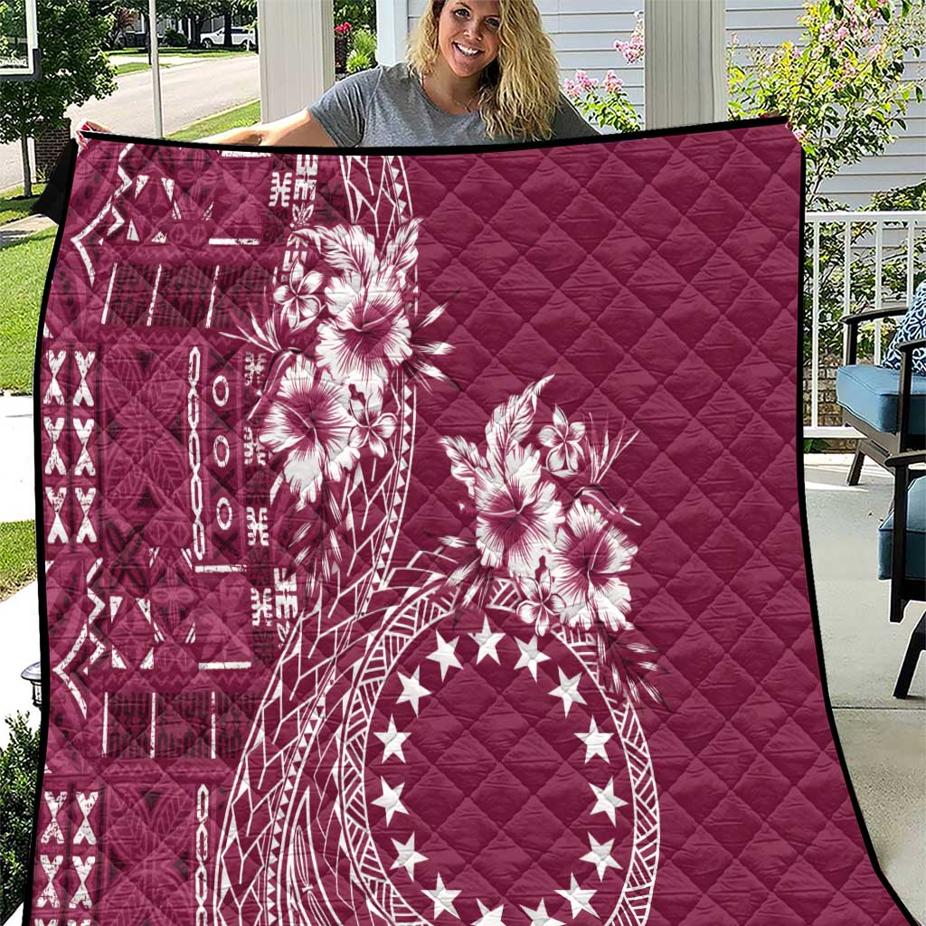 Kia Orana Cook Islands Quilt Tiare and Stars - Maroon LT7 Maroon - Polynesian Pride