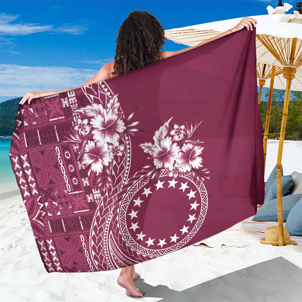 Kia Orana Cook Islands Sarong Tiare and Stars - Maroon