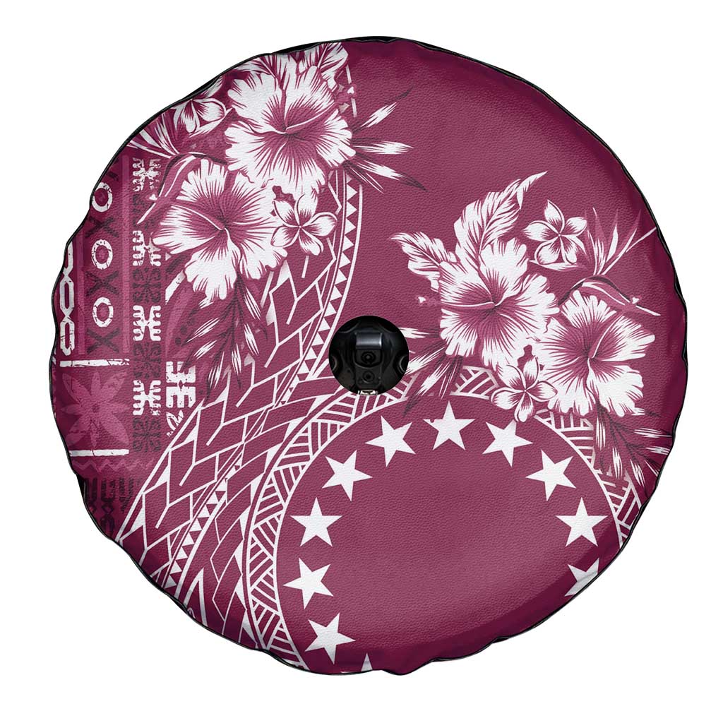 Kia Orana Cook Islands Spare Tire Cover Tiare and Stars - Maroon