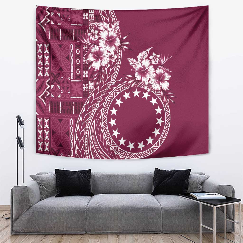 Kia Orana Cook Islands Tapestry Tiare and Stars - Maroon LT7 Maroon - Polynesian Pride