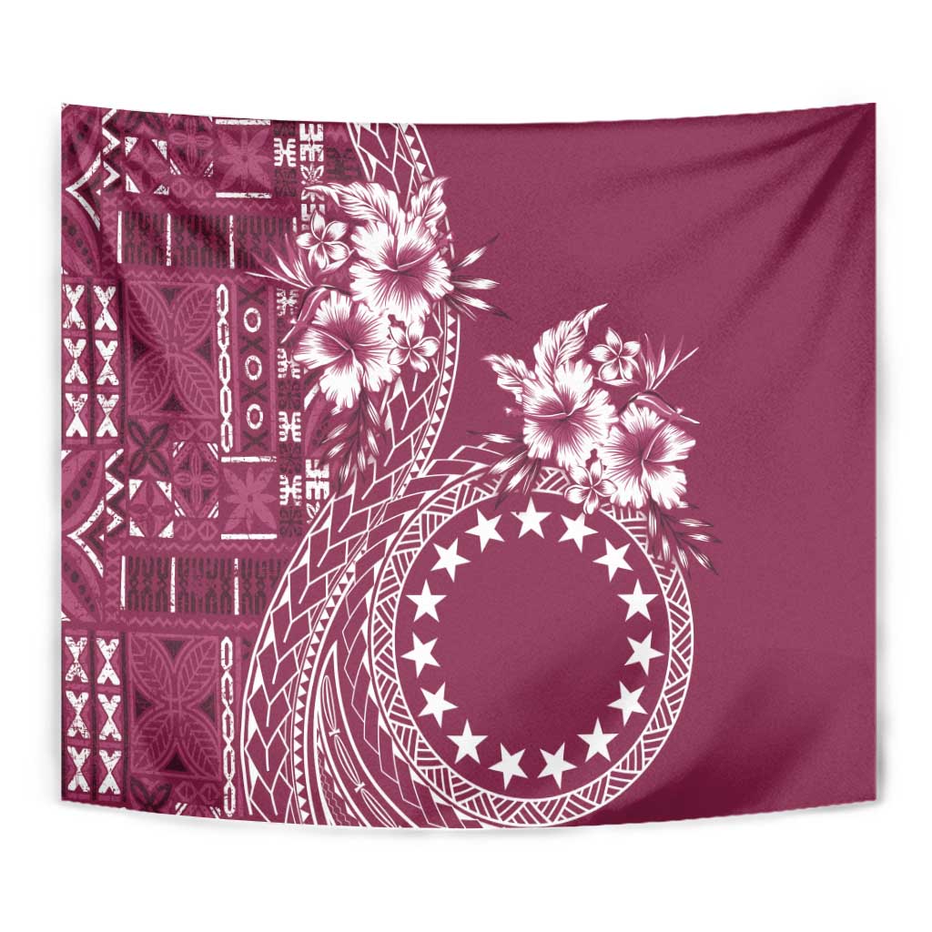 Kia Orana Cook Islands Tapestry Tiare and Stars - Maroon LT7 - Polynesian Pride