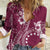 Kia Orana Cook Islands Women Casual Shirt Tiare and Stars - Maroon