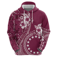 Kia Orana Cook Islands Zip Hoodie Tiare and Stars - Maroon