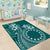 Kia Orana Cook Islands Area Rug Tiare and Stars - Teal