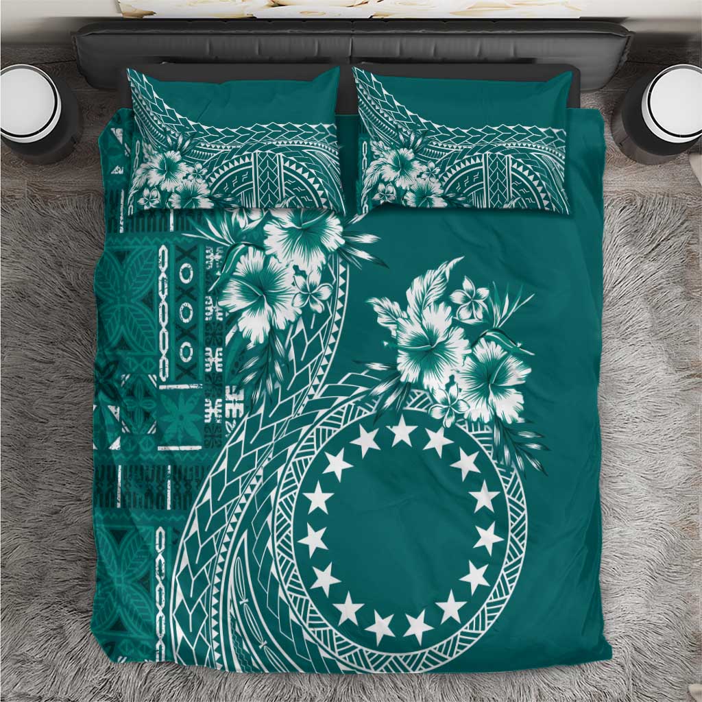 Kia Orana Cook Islands Bedding Set Tiare and Stars - Teal