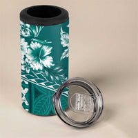 Kia Orana Cook Islands 4 in 1 Can Cooler Tumbler Tiare & Stars - Teal LT7 - Polynesian Pride