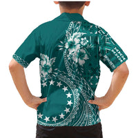 Kia Orana Cook Islands Family Matching Mermaid Dress and Hawaiian Shirt Tiare and Stars - Teal LT7 - Polynesian Pride