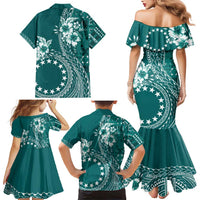 Kia Orana Cook Islands Family Matching Mermaid Dress and Hawaiian Shirt Tiare and Stars - Teal LT7 - Polynesian Pride
