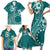 Kia Orana Cook Islands Family Matching Short Sleeve Bodycon Dress and Hawaiian Shirt Tiare and Stars - Teal