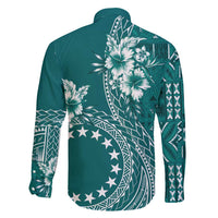 Kia Orana Cook Islands Family Matching Short Sleeve Bodycon Dress and Hawaiian Shirt Tiare and Stars - Teal LT7 - Polynesian Pride