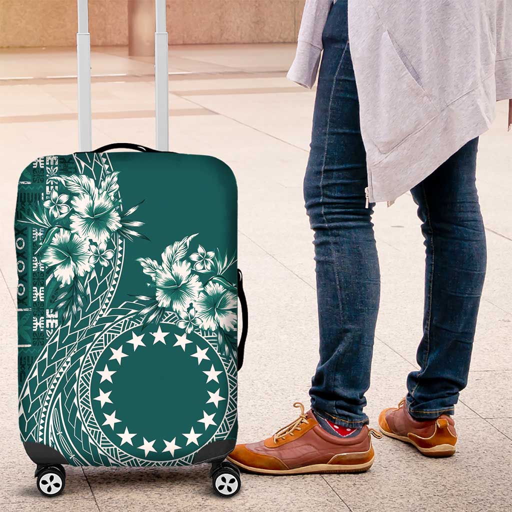 Kia Orana Cook Islands Luggage Cover Tiare and Stars - Teal