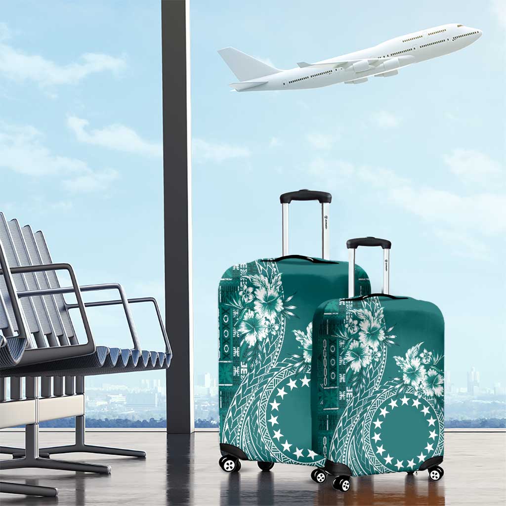 Kia Orana Cook Islands Luggage Cover Tiare and Stars - Teal