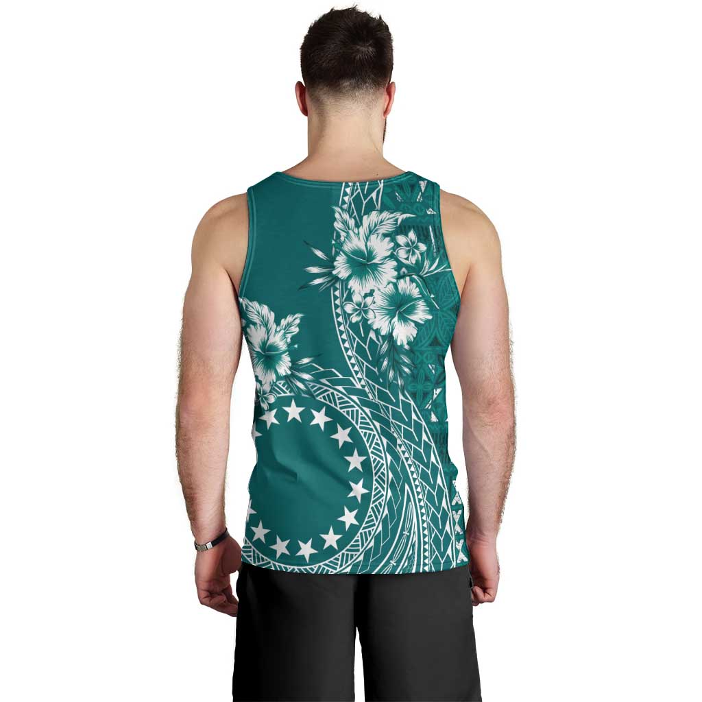 Kia Orana Cook Islands Men Tank Top Tiare and Stars - Teal