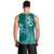 Kia Orana Cook Islands Men Tank Top Tiare and Stars - Teal