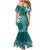 Kia Orana Cook Islands Mermaid Dress Tiare and Stars - Teal